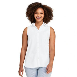 LAND’S END White Sleeveless No Iron Shirt